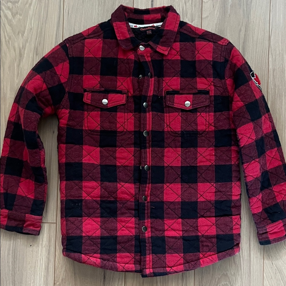 Kids Plaid Button-Up Shirt - Red and Black